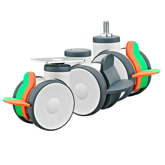2′′2.5′′3′′4′′5′′ Top Plate TPR Twin Wheels Hospital Medical Bed Casters 